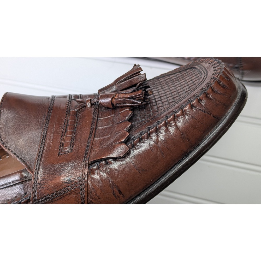 Bostonian Classic Leather Loafer Brown Slip On Men's Size 12M Shoes Flats Dress - Picture 10 of 13